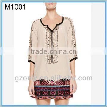 Half Sleeve Embroidered Woman Turkish Blouse