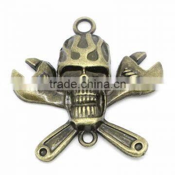 Custom Connectors Findings Halloween Skull & Wrench Antique Bronze 6.2x6cm,5PCs