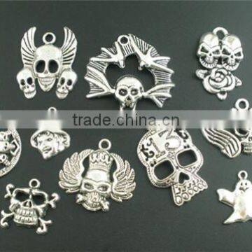 10PCs Mixed Antique Silver Halloween&Gothic Charms Pendants