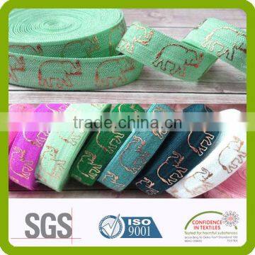 animal design printed colored foil fold over elastic