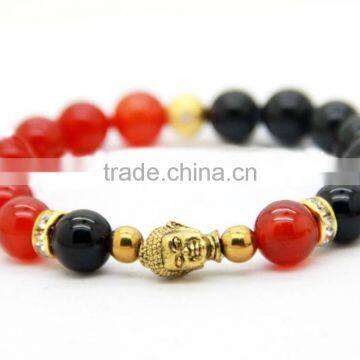 2015 fashion DIY Buddha Black & Red Agate Yu Ga Bracelet