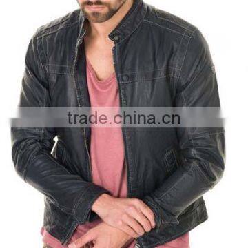 2015 New Men Black Slim Lambskin Leather Jacket in all sizes