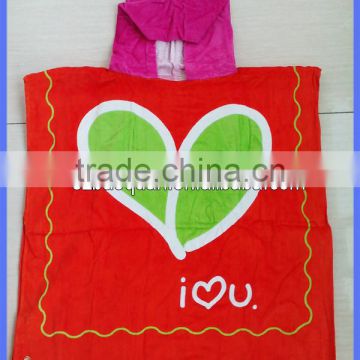 Colorful Skin-friendly kids hooded poncho towel