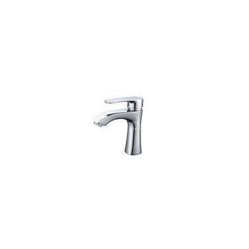 Silver Single Handle Bathroom Faucet / Brass Bathroom Faucets Easy Installation