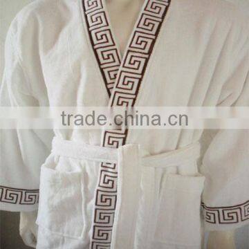 jacquard microfiber velour hotel bathrobe