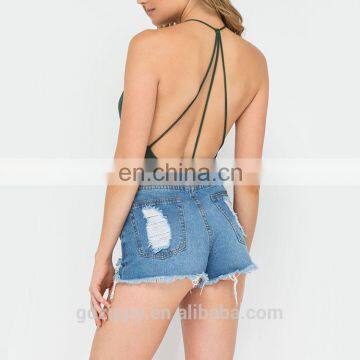 Wholesale Stripe Neckline Ladies Sexy Bodysuit photo-4