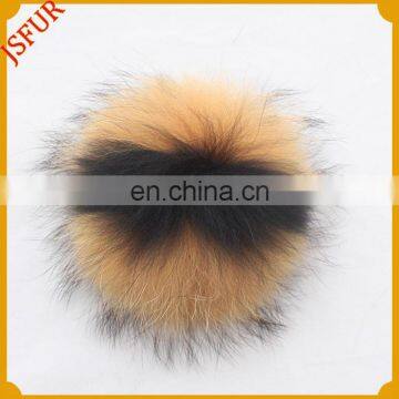 Two-tone wholesale cute real raccoon fur accessory big pompom