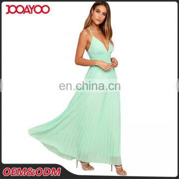 New Summer Casual Women Long Halter Slip Dress Chiffon New Style Sexy Pleat Maxi Dress photo-3