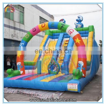 Factory price giant inflatable water slide,inflatable smurfs slide,inflatable cartoon slide for kids