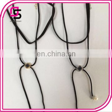 2017 Latest design wholesale handmade simple black double shell necklace for gift