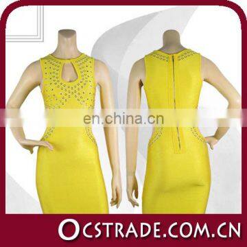 2014 wholesale high quality welcome faction yellow evening dress