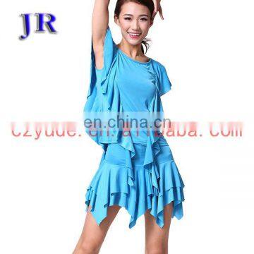 High milk silk two pieces women latin dance clothes with top and skirt set L-7014#