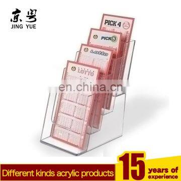 cheap 4 tiers Acrylic Magazine shelf /brochure holder/acrylic book display stand