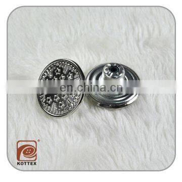 Fashion siliver zinc alloy jeans button,metal snap buttons