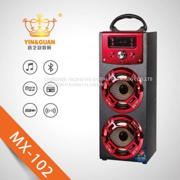 wooden portable bluetooth speaker with karaoke FM function