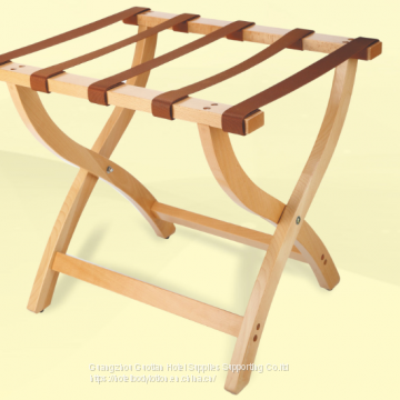 Deluxe Luggage Rack Beech Wood Folding