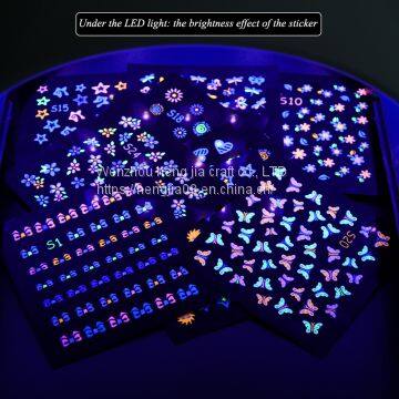 New Glow In The Dark Butterfly Petals Set Stylish Party Nail Applique Charm With Durable Light Fluorescent Nail Sticker photo-2