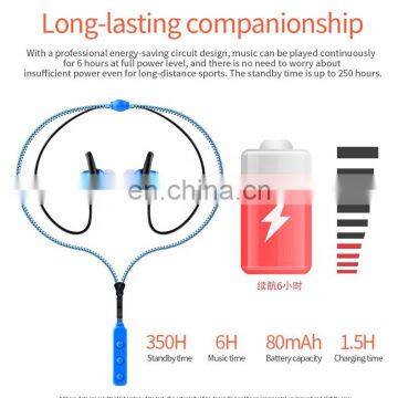 New Product 2019 Hifi Stereo Voice Necklace Zipper Magnetic Bluetooth Wire Earphone photo-6