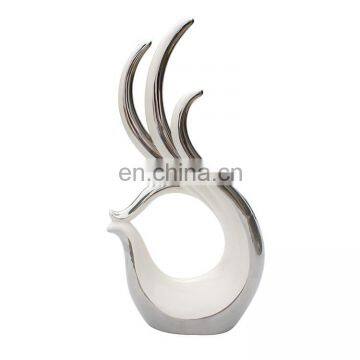 Wholesale silver living room decoration finger shape ceramic decor handmade statue ornaments