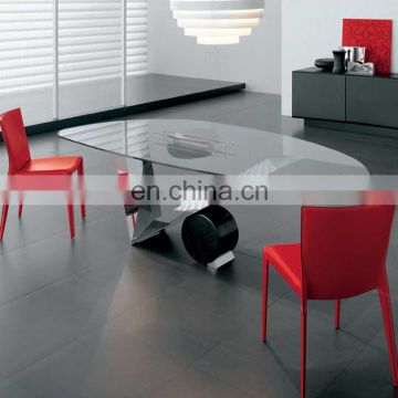 High Quality Irregular shape tempered glass top dining table glass top