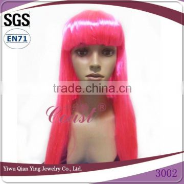 ladies long cheap pink straight synthetic party wigs