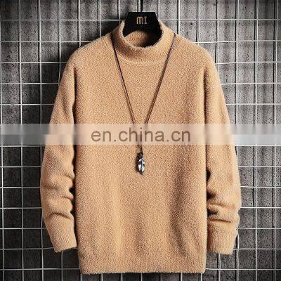 Factory Wholesale High Quality High-neck Loose Mink Fleece Winter Plus Velvet Thick Knitted Jacket Men's Sweater photo-4