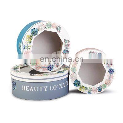 fancy custom chocolate paper box round gift packaging box with clear lid