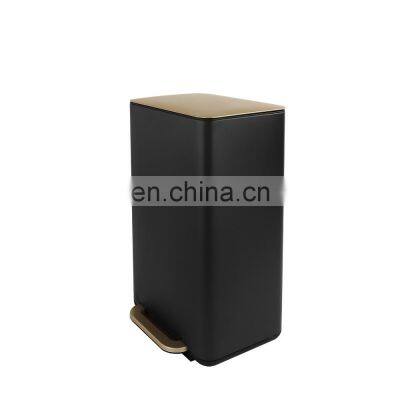 30L Big Dustbin Metal Trash Can With Slim Cover Garbage Waste Bin Bucket Kitchen Dustbin photo-2