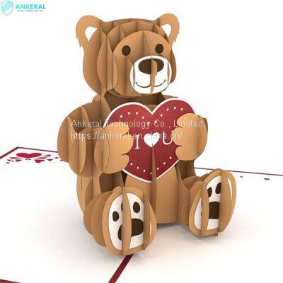 Valentine’s Day Love Bear 3D Pop-up Card Best Blessing Love Card for My Wife