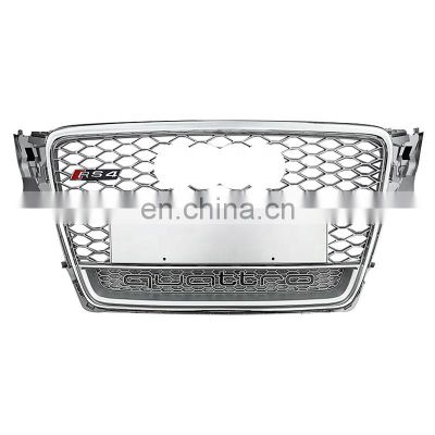 Front grill for Audi A4 B8 A4L Matt silver RS4 radiator center honeycomb  grill for Audi RS4 quattro style 2008 2010 2012