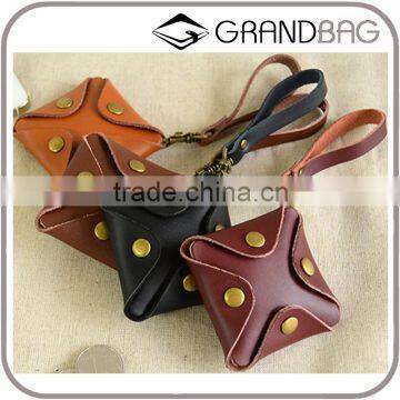 Multi-function Genuine Nappa Leather Pocket Coin Holder Purse with snap button