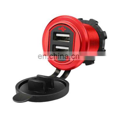 Car and motorcycle dual usb modified car charger aluminum alloy car mobile phone fast charger with USB socket