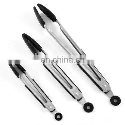 Hot Sale for Cooking Barbecue and Salad USSE Silicone Tongs Stainless Steel Kitchen Tongs