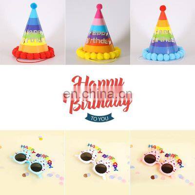 Color Block Birthday Hat Crown Funny Glasses Happy Birthday Party Supplies Kids Adult Paper Hat Glasses photo-5