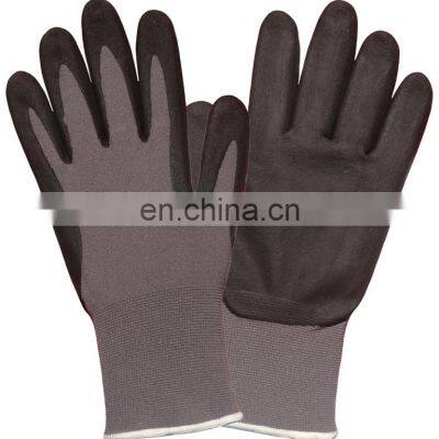 Super Soft 15G Nylon Liner Foam Finished Nitrile Coated Protective Gloves