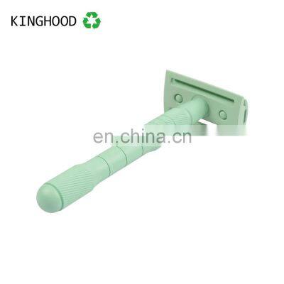 Private Label Classical Metal De Saftey Razer Brass Reusable Long Handle Double Edge Shaving Safety Razor For Men photo-3