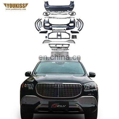 2020 2021 Hot Sale Car Bumpers For Benz GLS Class Upgrade GLS60 Maybach Kits Car Grille Flog Lamp Grille Wheel Eyebrow Body Kit