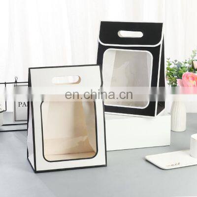 Custom LOGO Fast Delivery Custom Luxury White Paper Bag For Flower Notebook Gift Paper Bag With Window Handbag photo-4