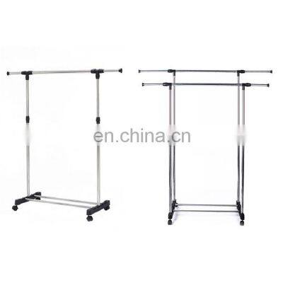 Wholesale stainless steel parallel bars clothes rack customized telescopic household clothes hanger