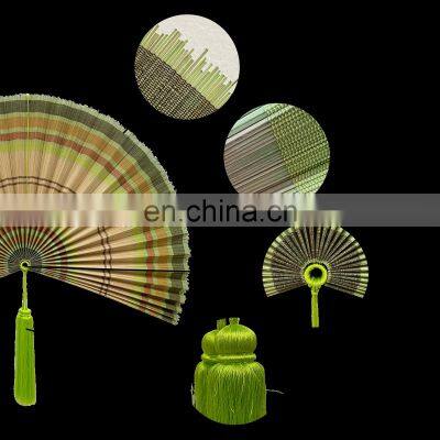 Hot Selling Green Hand Woven Bamboo Fan Wall Hanging With Tassels High Quality Cheap Wholesale Made in Vietnam
