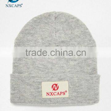 Custom Knit Beanies With Woven Label Slouch Beanie Hat