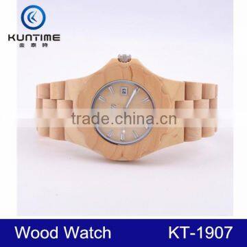 2015 wholesale wood watch vogue wrist wooden watch for men and women with customized logo