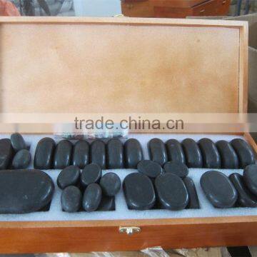 Thai spa massage hot stone set with bamboo box package