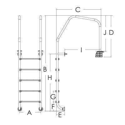 High Quality Stainless Steel Pool Ladder Overflow Swimming with 2 3 4 5 Steps for Sale