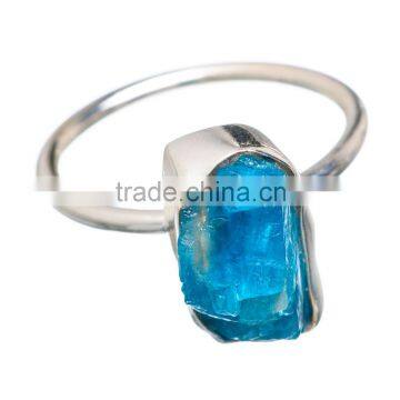 925 SOLID STERLING FINE SILVER ROUGH APATITE RING