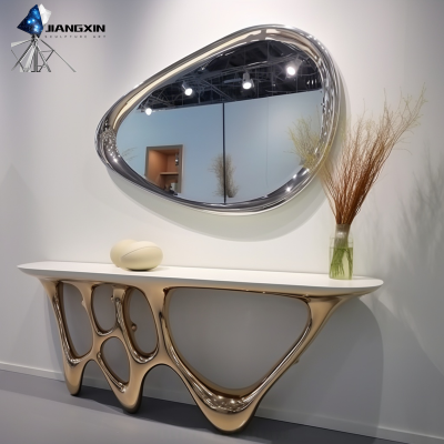 Premium Stainless Steel Furniture Set -- Contemporary Mirrors and Side Tables for Hotels, Exhibition Halls and High-end Residences photo-4