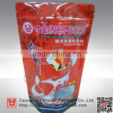 custom printing plastic stand up fish food bag