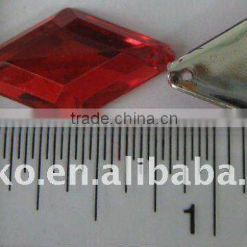 Diamond Shape Red Color Acrylic Stone Sew on Clothing