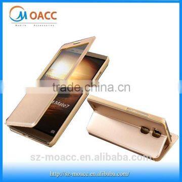 Factory direct sale window leather flip cover for huawei mate 7 case