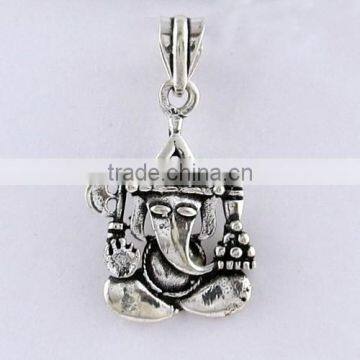 Plain Silver Oxidized Lord Ganesh Silver Pendant, 925 Silver Jewellery, Sterling Silver Jewellery photo-2